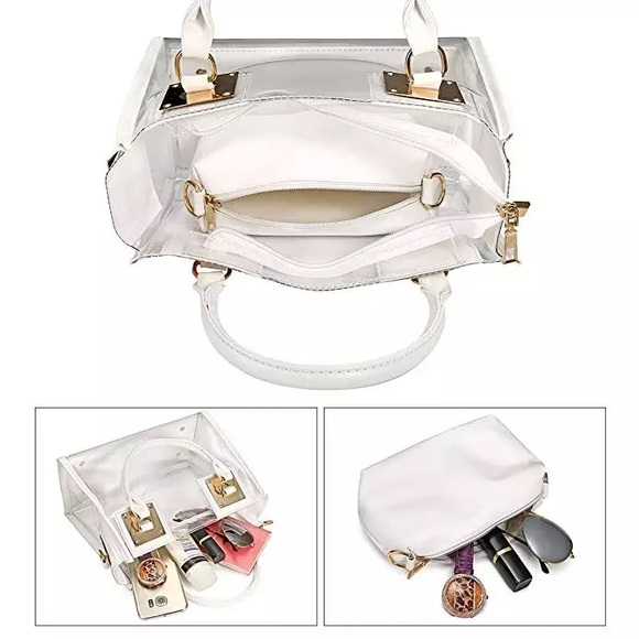 Pink 2 in 1 Clear PVC Bag w/ Makeup Pouch - Picture 11 of 12